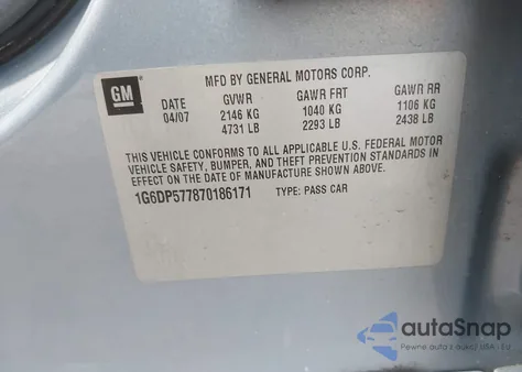 2007 Cadillac Cts Standard z USA, uszkodzony, nr VIN 1G6DP577870186171